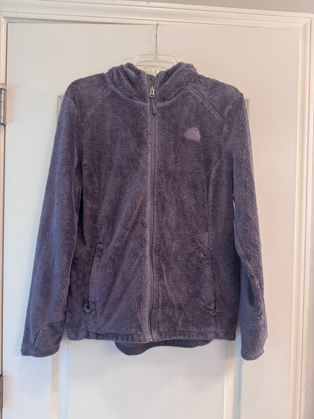 The North Face Women's Medium Osito Hooded Fleece Jacket Gray Full Zip Soft Cozy